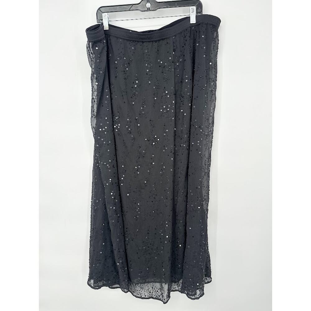 Soft Surroundings Black‎ Sequin Maxi Skirt Size 1X Flowy Party Witchy Whimsigoth